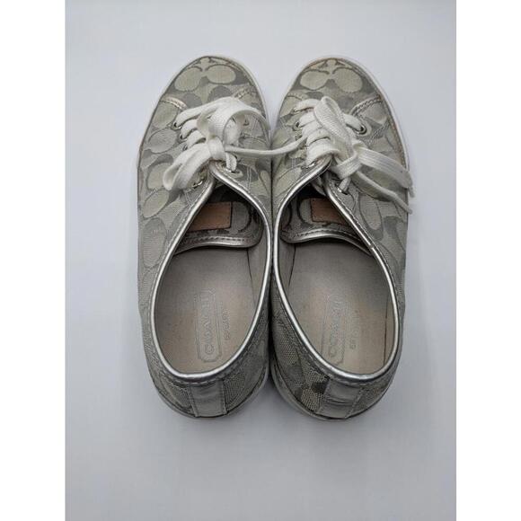 Coach Edith Stylish Coach Casual Sneakers Silver Grey 8.5 M F0007/A08 - Picture 6 of 8